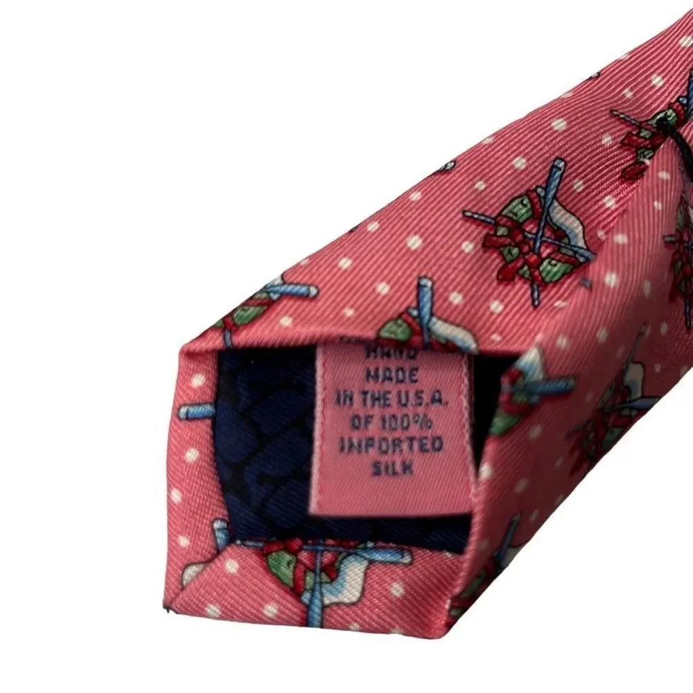 VINEYARD‎ VINES Martha's Vineyard boy's silk tie holiday Christmas pink tie 51